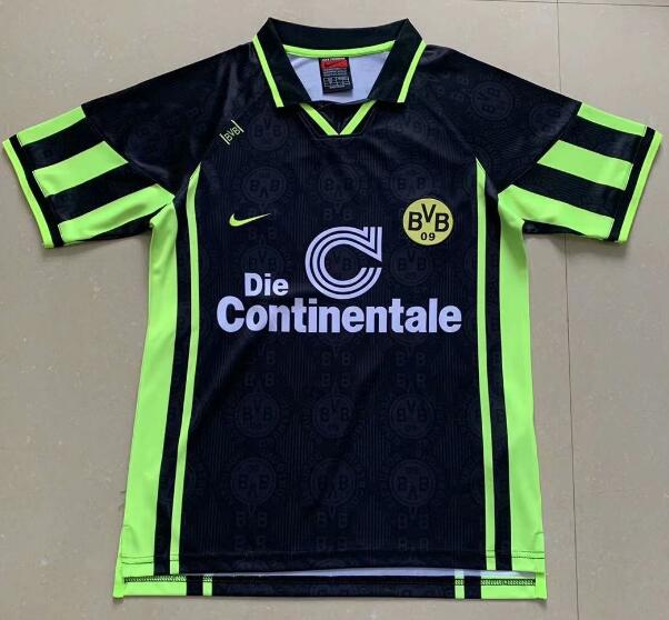 1996-97 Dortmund Retro Black Green Away Kit Soccer Jersey